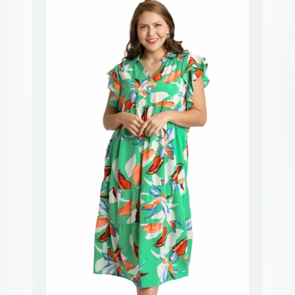 Umgee Green Floral Dress size S